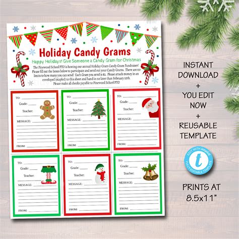 Christmas Candy Grams Template